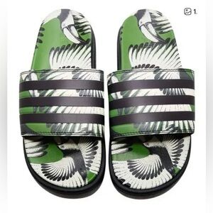 Adidas x Farm Rio Adilette Platform Sandals Womens 8 Toucan Wings Green Slip On
